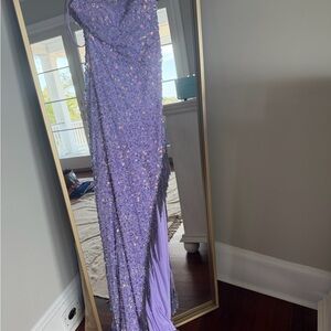Sherri Hill Lavender Sequin Prom Dress